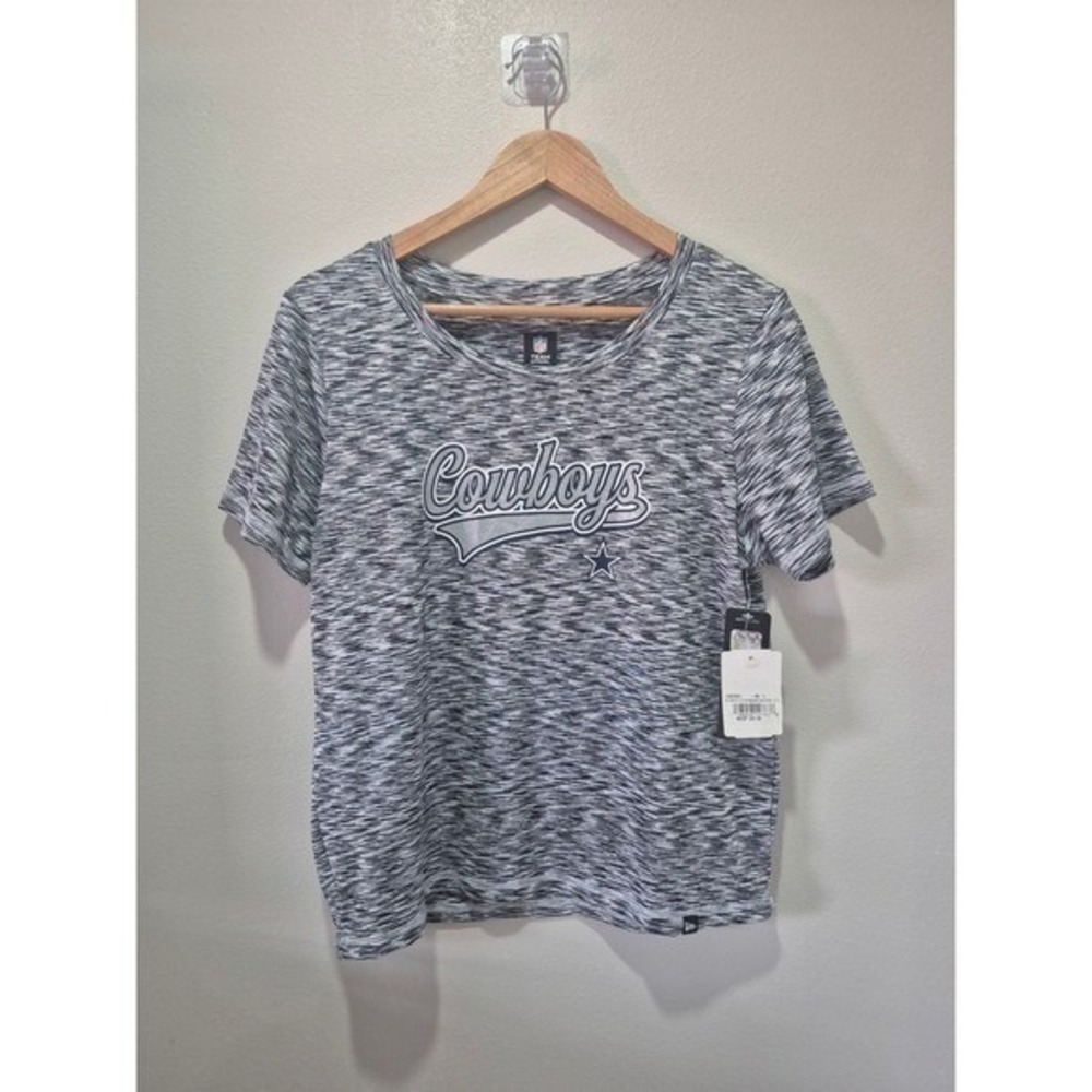 NFL Team Apparel Dallas Cowboys Space Dye Graphic T-Shirt Grey White Womens L